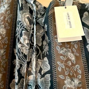Giorgio Armani Le Collezioni Brand New Slate Blue/Tan Floral Pants US Size 16